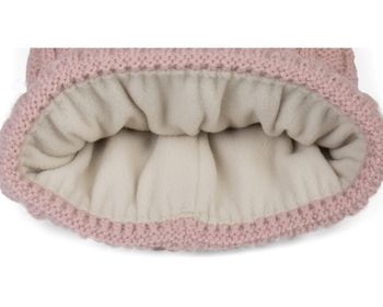 styleBREAKER Unisex warme Strick Bommelmütze mit Flecht Muster und Fleece Futter, Winter Fellbommel Mütze 04024171