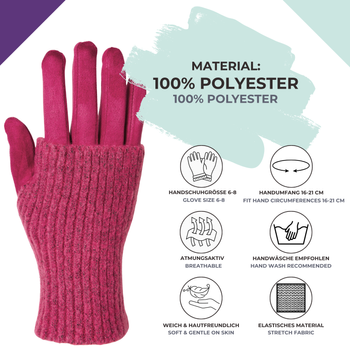 styleBREAKER Damen 3 in 1 Touchscreen Handschuhe mit abnehmbarer Strick Stulpe | Winterhandschuhe | 3 Tragevarianten | Weich warm elastisch in vielen Farben