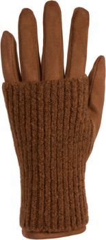 styleBREAKER Damen Touchscreen Stoff Handschuhe mit abnehmbaren Strick Stulpen, warme Fingerhandschuhe, Winter 09010022