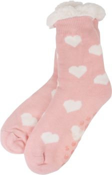 styleBREAKER Damen ABS Stoppersocken mit Teddyfutter und Herzen Muster, ABS-Socken, Größe 35-42 EU / 5-10 US / 4-8 UK 08030007