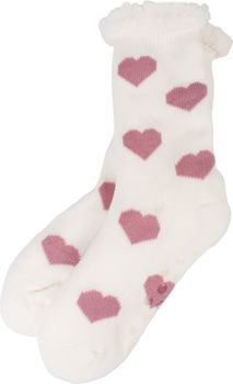 styleBREAKER Damen ABS Stoppersocken mit Teddyfutter und Herzen Muster, ABS-Socken, Größe 35-42 EU / 5-10 US / 4-8 UK 08030007