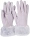 styleBREAKER Damen Unifarbene Touchscreen Stoff Handschuhe mit Kunstfell Besatz am Bund, warme Fingerhandschuhe Winter 09010028