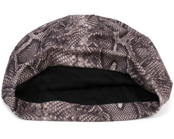 styleBREAKER Damen Beanie Mütze mit Schlange Python Muster und glitzernder Oberfläche, Slouch Longbeanie 04024174