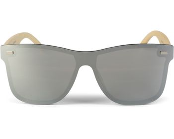 styleBREAKER Unisex Monoglas Nerd Sonnenbrille mit Bambus Bügeln und Polycarbonat Glas, Retro Style 09020112