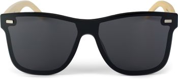 styleBREAKER Unisex Monoglas Nerd Sonnenbrille mit Bambus Bügeln und Polycarbonat Glas, Retro Style 09020112