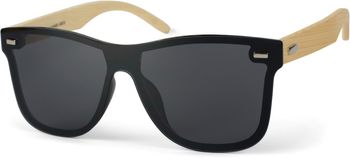 styleBREAKER Unisex Monoglas Nerd Sonnenbrille mit Bambus Bügeln und Polycarbonat Glas, Retro Style 09020112