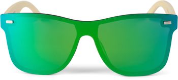 styleBREAKER Unisex Monoglas Nerd Sonnenbrille mit Bambus Bügeln und Polycarbonat Glas, Retro Style 09020112