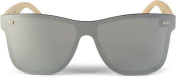 styleBREAKER Unisex Monoglas Nerd Sonnenbrille mit Bambus Bügeln und Polycarbonat Glas, Retro Style 09020112