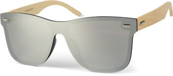 styleBREAKER Unisex Monoglas Nerd Sonnenbrille mit Bambus Bügeln und Polycarbonat Glas, Retro Style 09020112