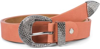 styleBREAKER Damen Gürtel Unifarben mit halbrunder, Strass verzierter Schließe, kürzbar 03010107