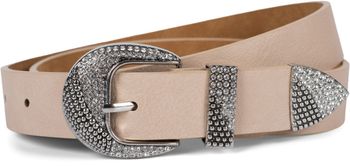 styleBREAKER Damen Gürtel Unifarben mit halbrunder, Strass verzierter Schließe, kürzbar 03010107