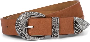 styleBREAKER Damen Gürtel Unifarben mit halbrunder, Strass verzierter Schließe, kürzbar 03010107
