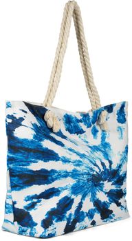 styleBREAKER XXL Strandtasche mit Batik Wirbel Muster | Damen Shopper mit Reißverschluss und Kordelhenkel | Badetasche im Boho Look | 56 x 38 x 17 cm