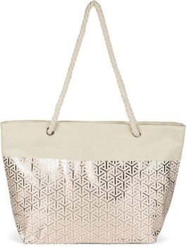 styleBREAKER Damen XXL Große Strandtasche mit Metallic Infinity Muster und Reißverschluss, Schultertasche, Shopper 02012347