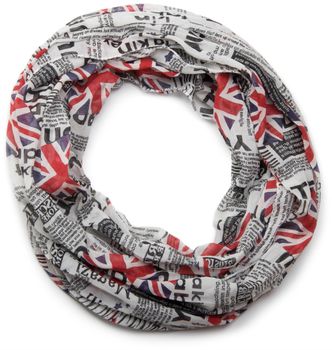 styleBREAKER Union Jack Loop Schlauchschal im Zeitungsdruck, Newspaper Stil, leicht und seidig, Unisex 01016078