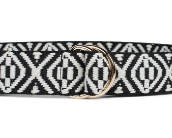 styleBREAKER Damen Stoff Gürtel mit Azteken Ornament Muster und D-Ringen, Einheitsgröße / Onesize, Taillengürtel 03010113