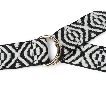 styleBREAKER Damen Stoff Gürtel mit Azteken Ornament Muster und D-Ringen, Einheitsgröße / Onesize, Taillengürtel 03010113