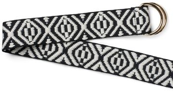 styleBREAKER Damen Stoff Gürtel mit Azteken Ornament Muster und D-Ringen, Einheitsgröße / Onesize, Taillengürtel 03010113