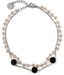 styleBREAKER Damen Edelstahl 2-reihige Layer Armkette mit Kunststoff Perlen und runden Anhängern, Ankerkette, Schmuck 05040186
