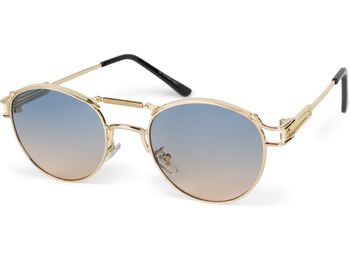styleBREAKER Damen Panto Sonnenbrille mit ovalen Flachgläsern und Metall Bügel, Federn, Silikon Nasenauflage 09020117