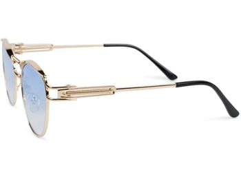 styleBREAKER Damen Panto Sonnenbrille mit ovalen Flachgläsern und Metall Bügel, Federn, Silikon Nasenauflage 09020117