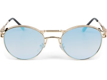 styleBREAKER Damen Panto Sonnenbrille mit ovalen Flachgläsern und Metall Bügel, Federn, Silikon Nasenauflage 09020117