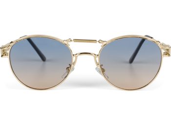styleBREAKER Damen Panto Sonnenbrille mit ovalen Flachgläsern und Metall Bügel, Federn, Silikon Nasenauflage 09020117
