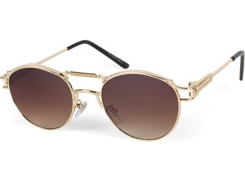 styleBREAKER Damen Panto Sonnenbrille mit ovalen Flachgläsern und Metall Bügel, Federn, Silikon Nasenauflage 09020117