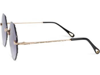 styleBREAKER Damen Runde Sonnenbrille Rahmenlos mit getönten Gläsern im Diamant Schliff, Geprägte Bügel, Vieleckige Gläser 09020118