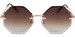 styleBREAKER Damen Runde Sonnenbrille Rahmenlos mit getönten Gläsern im Diamant Schliff, Geprägte Bügel, Vieleckige Gläser 09020118