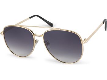 styleBREAKER Damen Piloten Sonnenbrille mit Strass Applikation, getönte Polycarbonat Gläser und Metall Gestell 09020119