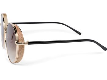styleBREAKER Damen Runde Sonnenbrille mit getönten Polycarbonat Gläsern und Glitzer Side Shield, Metall Rahmen 09020120