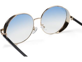 styleBREAKER Damen Runde Sonnenbrille mit getönten Polycarbonat Gläsern und Glitzer Side Shield, Metall Rahmen 09020120