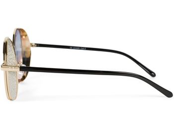 styleBREAKER Damen Runde Sonnenbrille mit getönten Polycarbonat Gläsern und Glitzer Side Shield, Metall Rahmen 09020120