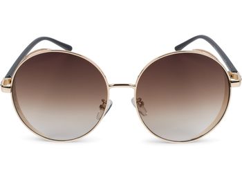 styleBREAKER Damen Runde Sonnenbrille mit getönten Polycarbonat Gläsern und Glitzer Side Shield, Metall Rahmen 09020120