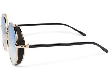 styleBREAKER Damen Runde Sonnenbrille mit getönten Polycarbonat Gläsern und Glitzer Side Shield, Metall Rahmen 09020120