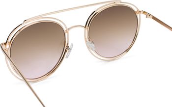 styleBREAKER Damen Oversize Sonnenbrille mit runden Gläsern und doppeltem Rahmen, Polycarbonat Gläsern, Hippie Look 09020122