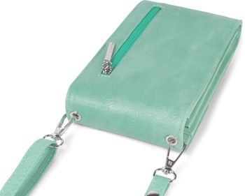 styleBREAKER Mini Umhängetasche mit V-Klappe und Metall Detail | kleine Handytasche zum Umhängen | elegante Crossbody Bag mit Kartenfächern für Damen