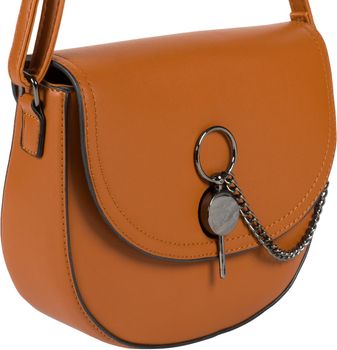 styleBREAKER Damen halbrunde Saddle Bag Umhängetasche einfarbig, Stift Verschluss und Kette, Schultertasche, Tasche 02012354