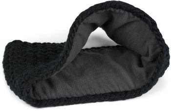styleBREAKER Damen breites Grob gehäkeltes Stirnband einfarbig, Thermo Fleece Futter, Tube Schal, Winter Headband 04026050