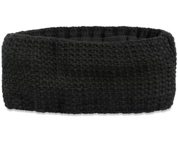 styleBREAKER Damen Stirnband in feiner Häkel Optik einfarbig, Thermo Fleece Futter, Uni Winter Headband 04026051