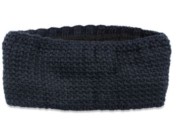 styleBREAKER Damen Stirnband in feiner Häkel Optik einfarbig, Thermo Fleece Futter, Uni Winter Headband 04026051
