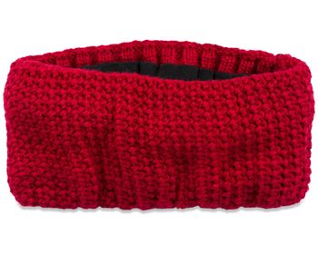 styleBREAKER Damen Stirnband in feiner Häkel Optik einfarbig, Thermo Fleece Futter, Uni Winter Headband 04026051