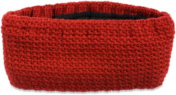 styleBREAKER Damen Stirnband in feiner Häkel Optik einfarbig, Thermo Fleece Futter, Uni Winter Headband 04026051