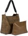 styleBREAKER Damen 2 in 1 Umhängetasche mit Nietengurt, geprägtes Kunstleder Vintage Look, Innentasche Schultertasche 02012356