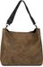 styleBREAKER Damen 2 in 1 Umhängetasche mit Nietengurt, geprägtes Kunstleder Vintage Look, Innentasche Schultertasche 02012356