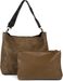 styleBREAKER Damen 2 in 1 Umhängetasche mit Nietengurt, geprägtes Kunstleder Vintage Look, Innentasche Schultertasche 02012356