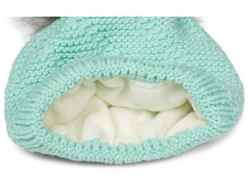 styleBREAKER Unisex Einfarbige Strick Bommelmütze fein gestrickt mit Fleece Futter, Winter Fellbommel Mütze 04024175