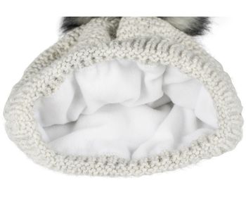 styleBREAKER Unisex Einfarbige Strick Bommelmütze fein gestrickt mit Fleece Futter, Winter Fellbommel Mütze 04024175
