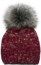 Bunt gemusterte Bommelmütze mit Glitzerfaden